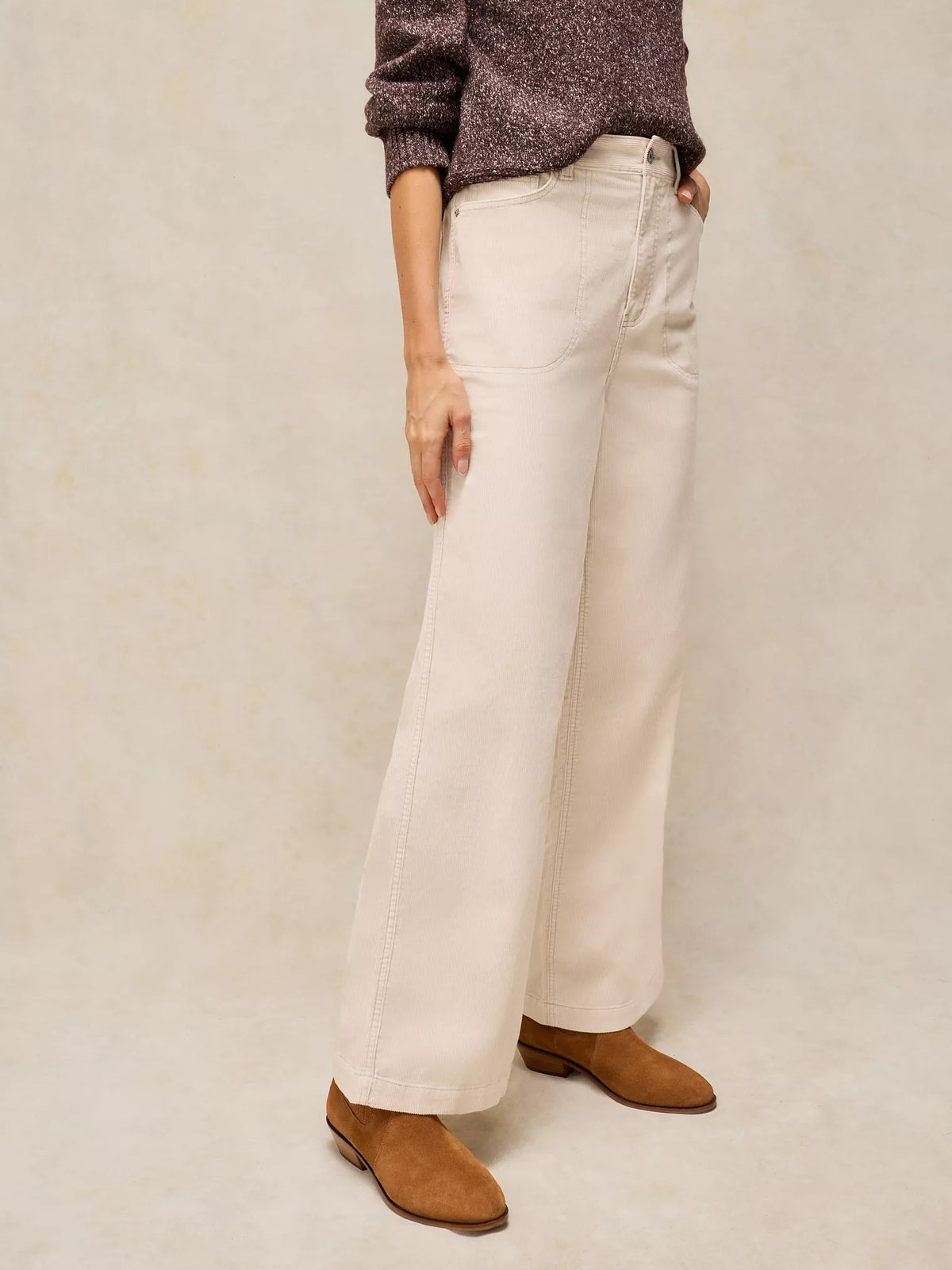 Tia Cord Wide Leg Trouser by White Stuff in Natural White