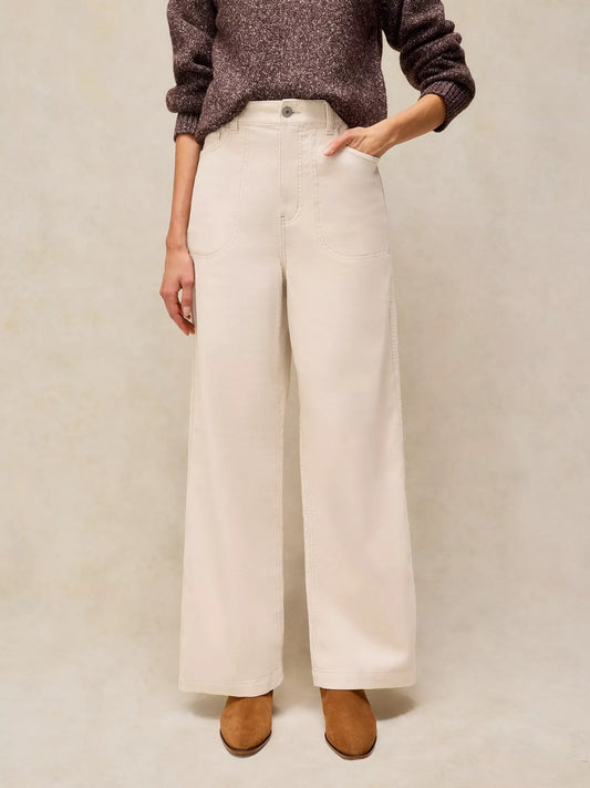 Tia Cord Wide Leg Trouser by White Stuff in Natural White