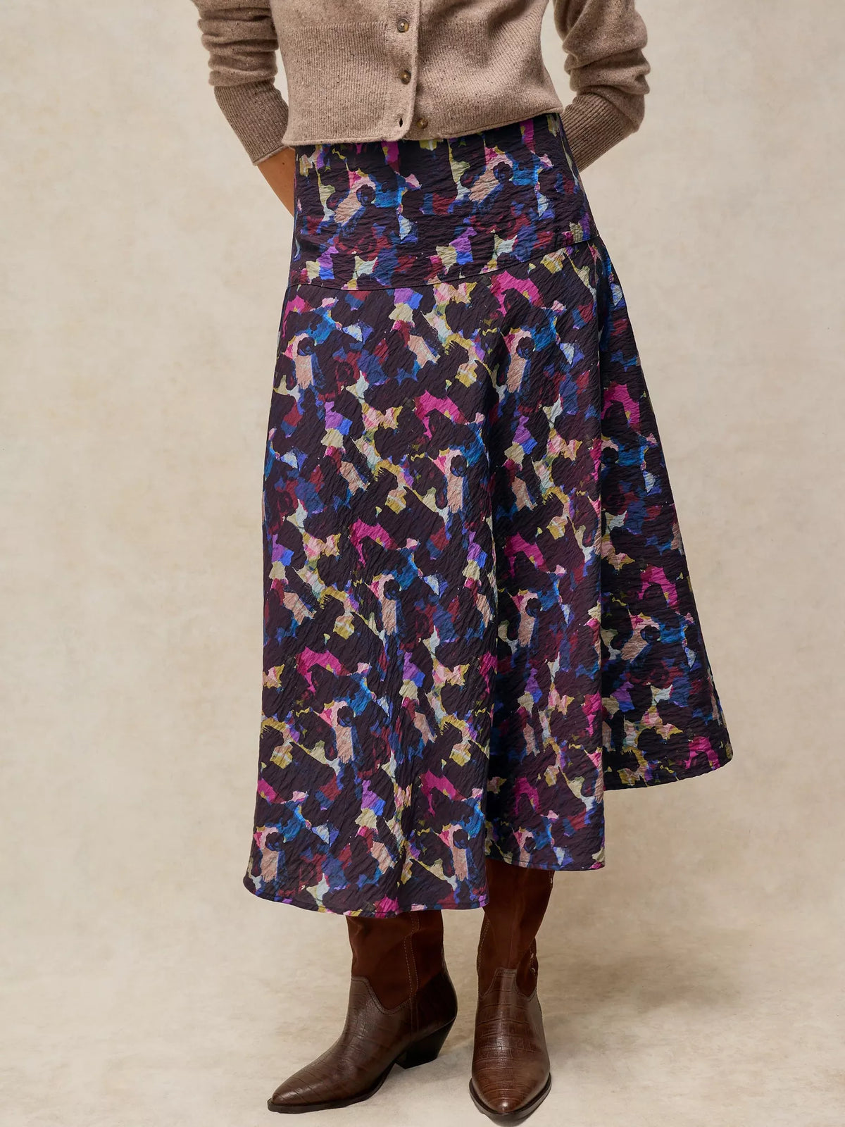 Gianna Bias Cut Midi Skirt by White Stuff in Pink Multi
