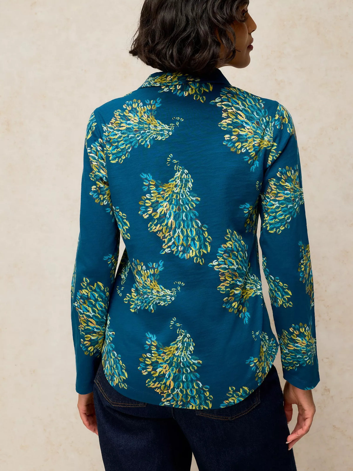 Annie Jersey Foil Shirt by White Stuff in Teal Print
