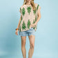 Abstract Oversized Poncho Style Top by Umgee in Cream and Green