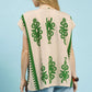 Abstract Oversized Poncho Style Top by Umgee in Cream and Green