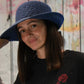 Cotton Blend Turn Brim Packable Hat by Shihreen In Slate Blue