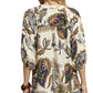 Boho Paisley Puff Sleeve Blouse by Umgee in Cream