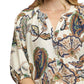 Boho Paisley Puff Sleeve Blouse by Umgee in Cream
