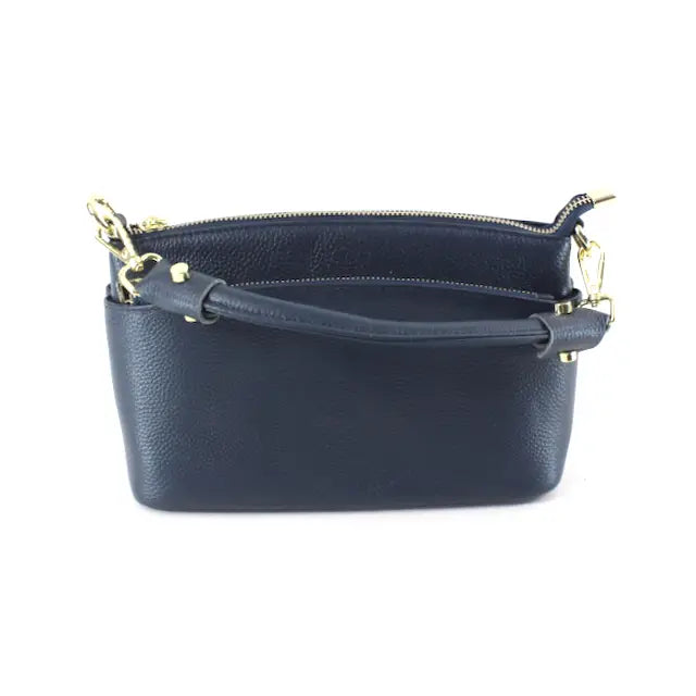 Genuine Leather Crossbody Handbag by Pretty Persuasions in Navy