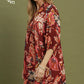 Abstract Print Ruffled Neck Mini Dress by Umgee in Burgandy
