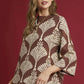 Abstract Print Pullover Sweater by Umgee in Brown