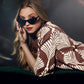 Abstract Print Pullover Sweater by Umgee in Brown