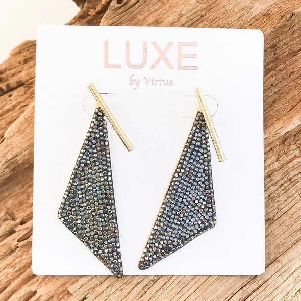 The Elena Luxe Marcasite Geometric Earrings with Bar Post by Virtue Jewelry Design