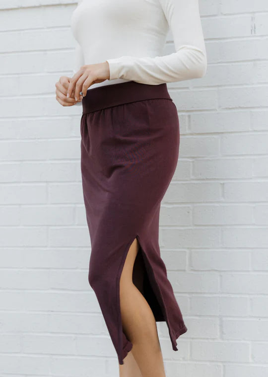 Midi Skirt by Elietian in Wine