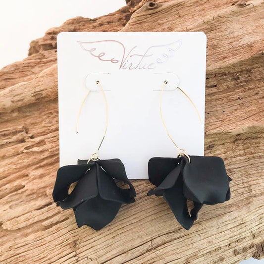 Hyacinth Tiered Earring on Marquis Hook by Virtue Jewelry Design in Black