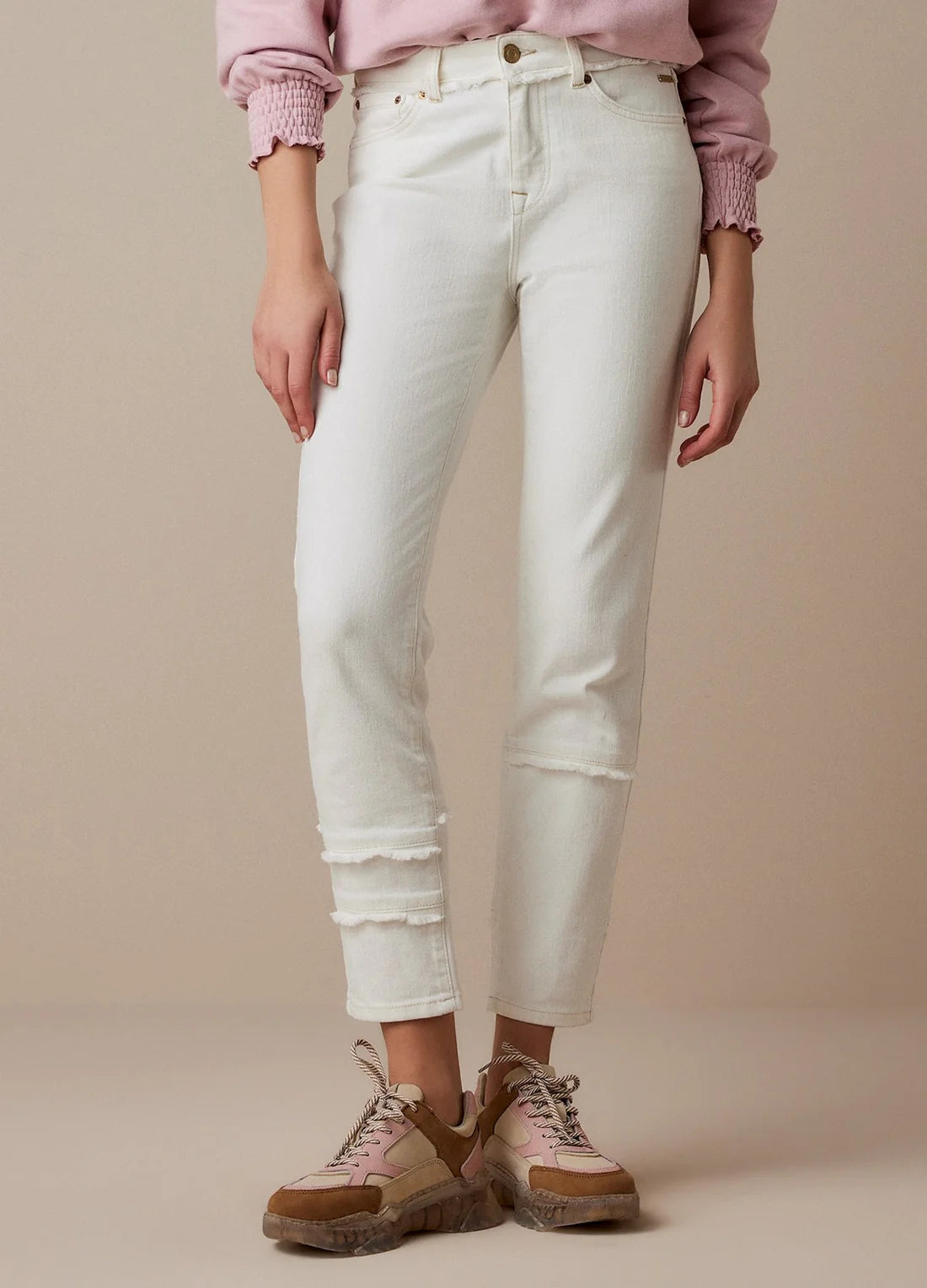 Slim Fit Denim Jeans by Summum in Off-White