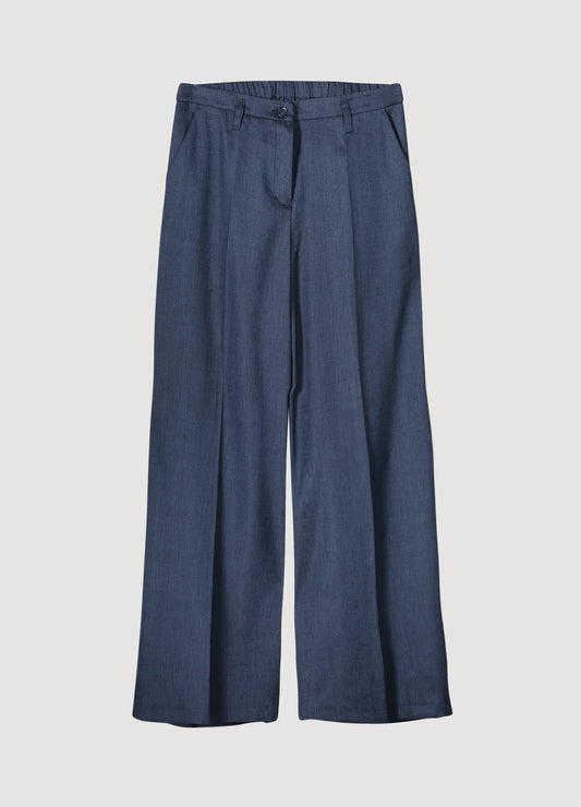 Linen Blend Trousers by Summum in Night Sky