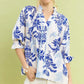 Layered Leafy Damask Blouse by Umgee in Ocean