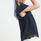 Floral Lace Overlay Flutter Sleeve Top by Umgee in Navy