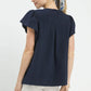 Floral Lace Overlay Flutter Sleeve Top by Umgee in Navy