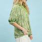 Spring Burst Print V-Neck Top by Umgee Sage Mix