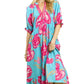 Floral Print Maxi Dress with Contrast Trim by Umgee in Blue
