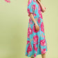 Floral Print Maxi Dress with Contrast Trim by Umgee in Blue