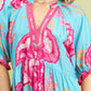 Floral Print Maxi Dress with Contrast Trim by Umgee in Blue