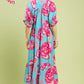 Floral Print Maxi Dress with Contrast Trim by Umgee in Blue
