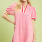 Solid Jacquard Stripe Band Mini Dress by Umgee in Bubble Pink