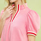 Solid Jacquard Stripe Band Mini Dress by Umgee in Bubble Pink