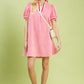 Solid Jacquard Stripe Band Mini Dress by Umgee in Bubble Pink