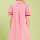 Solid Jacquard Stripe Band Mini Dress by Umgee in Bubble Pink