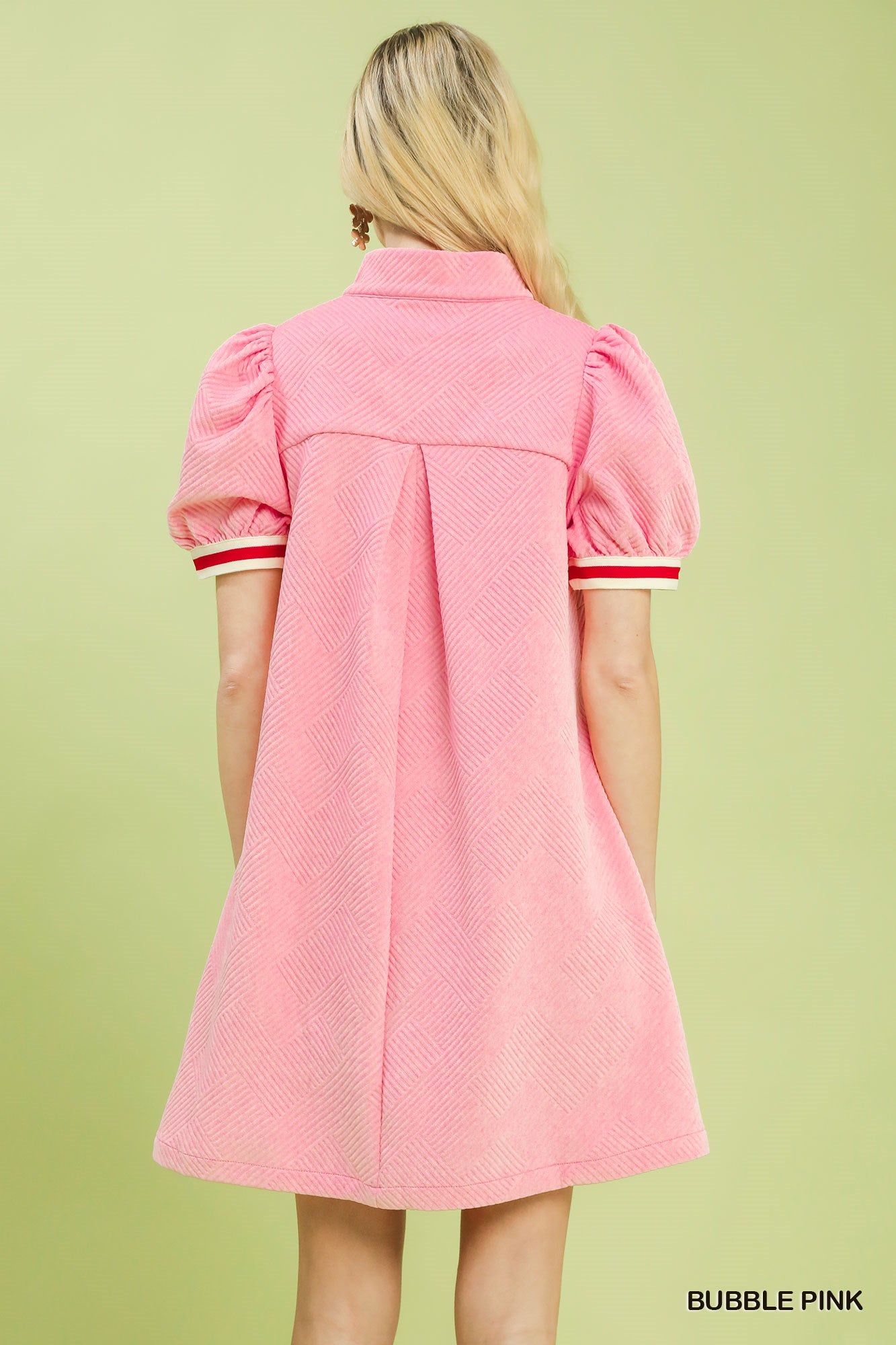Solid Jacquard Stripe Band Mini Dress by Umgee in Bubble Pink S