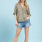 Paisley Split-Neck Blouse by Umgee in Sage/Blue