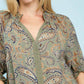 Paisley Split-Neck Blouse by Umgee in Sage/Blue