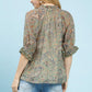 Paisley Split-Neck Blouse by Umgee in Sage/Blue