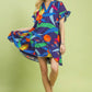 Bold Floral Print Dress by Umgee in Navy Mix