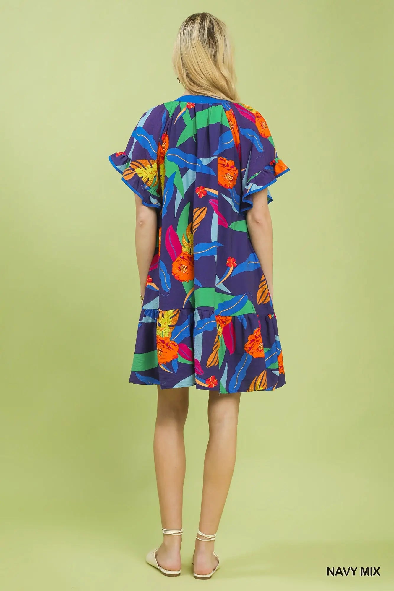 Bold Floral Print Dress by Umgee in Navy Mix
