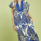Mix Bold Print Flutter Sleeve Midi Dress by Umgee in Blue Mix