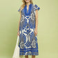 Mix Bold Print Flutter Sleeve Midi Dress by Umgee in Blue Mix
