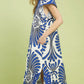 Mix Bold Print Flutter Sleeve Midi Dress by Umgee in Blue Mix