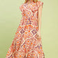 Ruffle Sleeve Ikat Midi Dress by Umgee in Pink Mix
