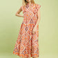 Ruffle Sleeve Ikat Midi Dress by Umgee in Pink Mix