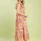 Ruffle Sleeve Ikat Midi Dress by Umgee in Pink Mix