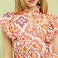 Ruffle Sleeve Ikat Midi Dress by Umgee in Pink Mix