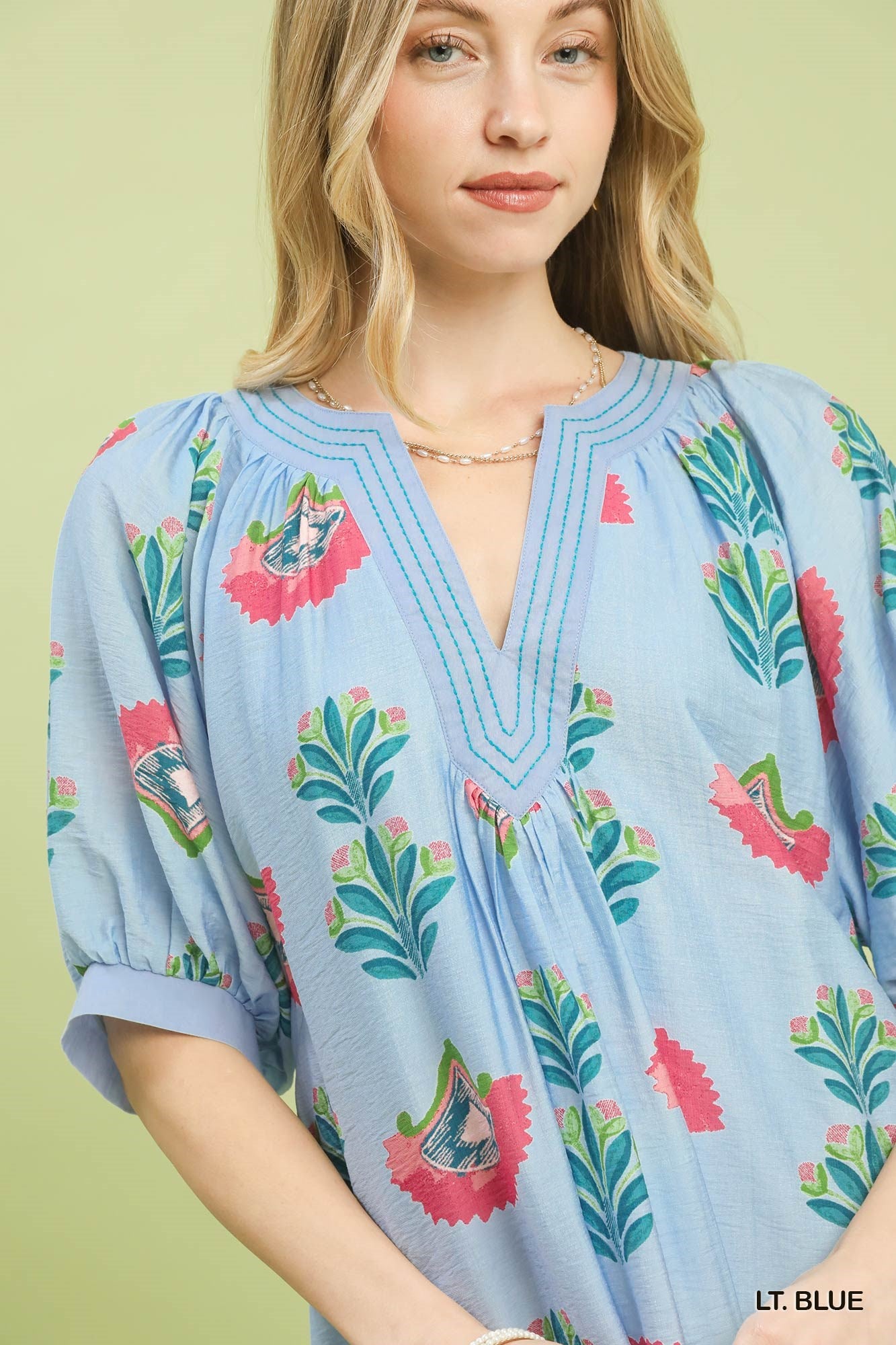 Abstract Print Mini Dress by Umgee in Light Blue
