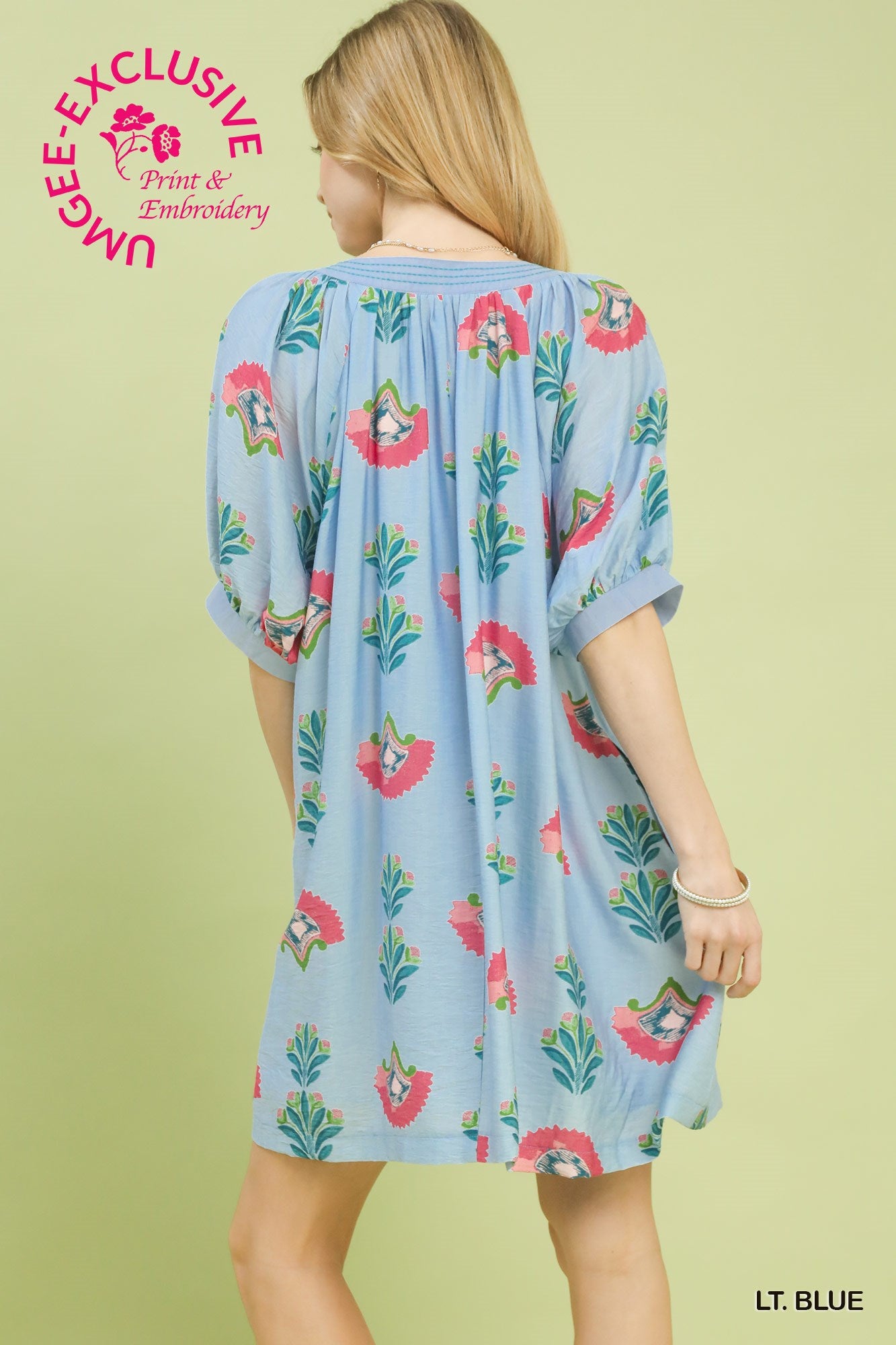 Abstract Print Mini Dress by Umgee in Light Blue