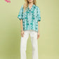 Collared Floral Print Top by Umgee Teal