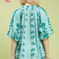 Collared Floral Print Top by Umgee Teal