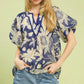 Floral V-Neck Top by Umgee in Blue