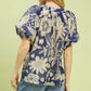 Floral V-Neck Top by Umgee in Blue