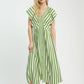 Striped Button-Front Midi Dress by Umgee in Green